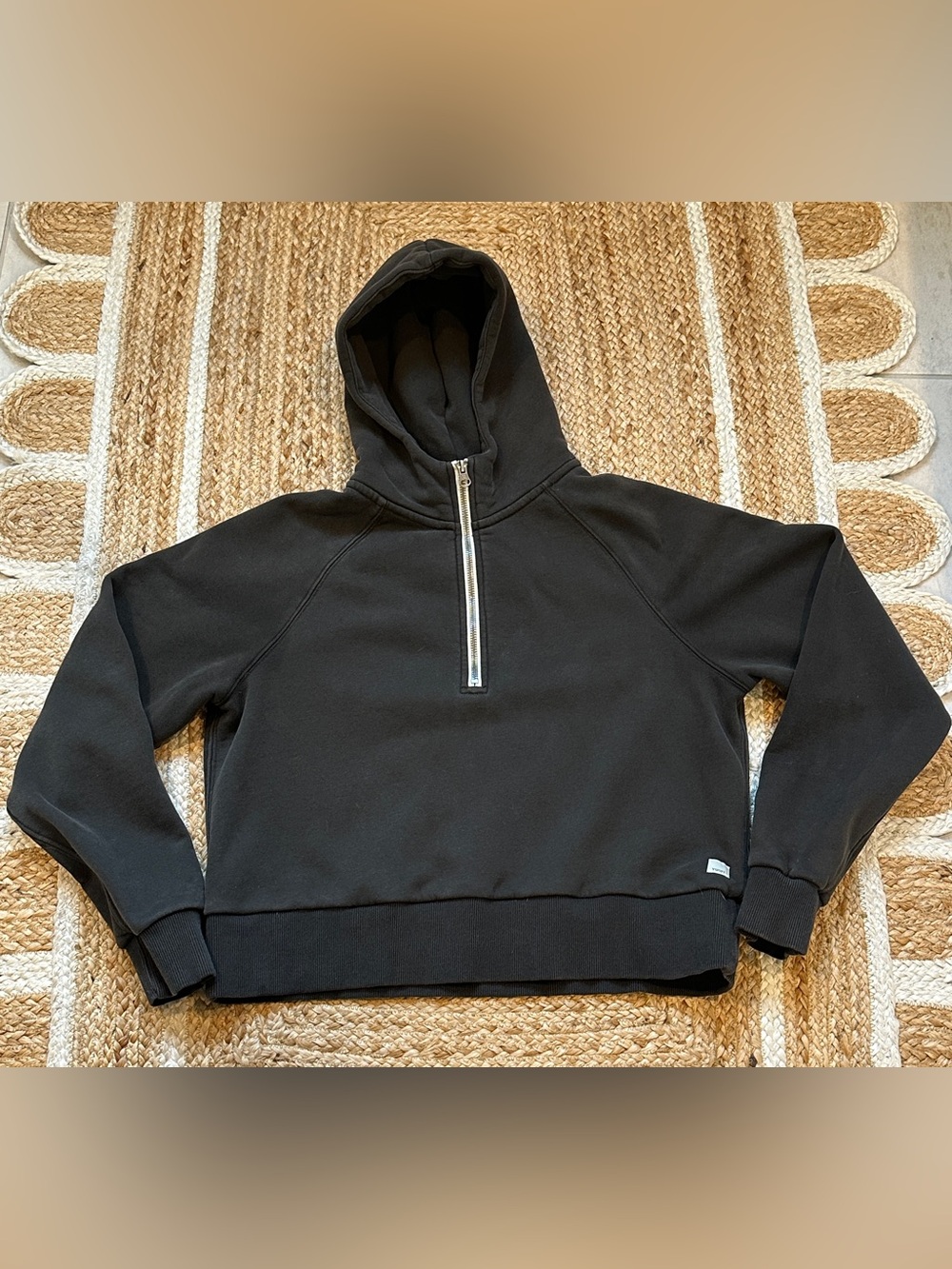 Vuori Restore Half Zip Hoodie washed Charcoal Black Ultra Soft Fabric